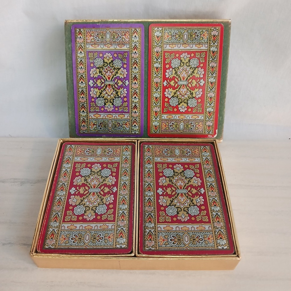 Vintage Boho Floral Congress Playing Cards Two Decks